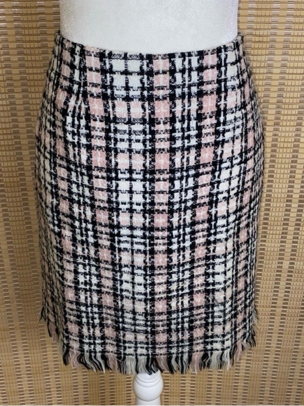 Metrostyle Plaid Print Fringe Hem Skirt Size 10